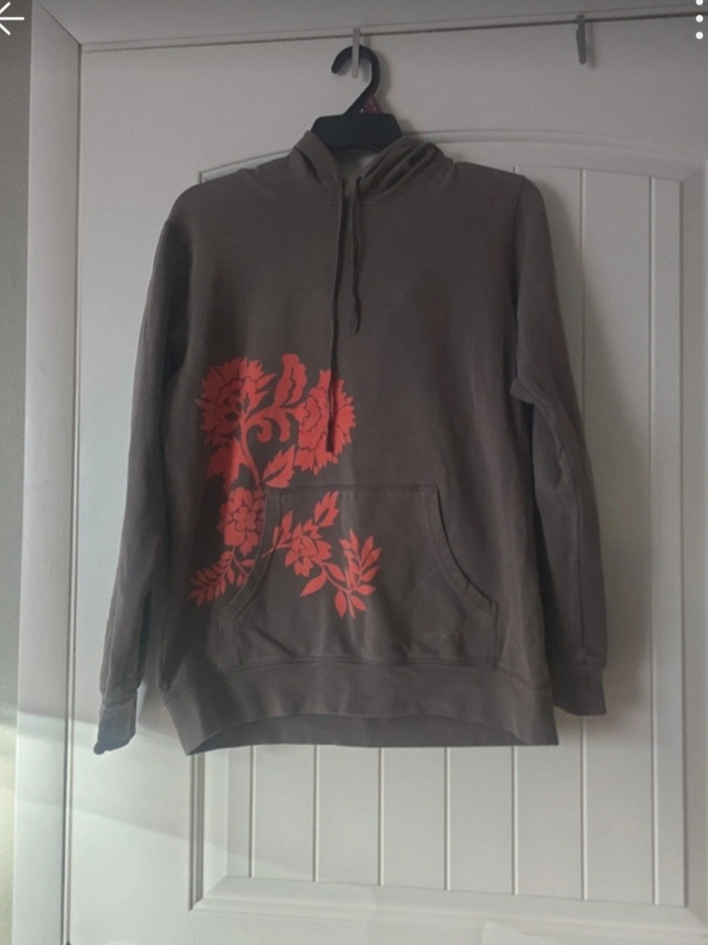 Patagonia Brown Crewneck Hoodie with Coral Floral Print